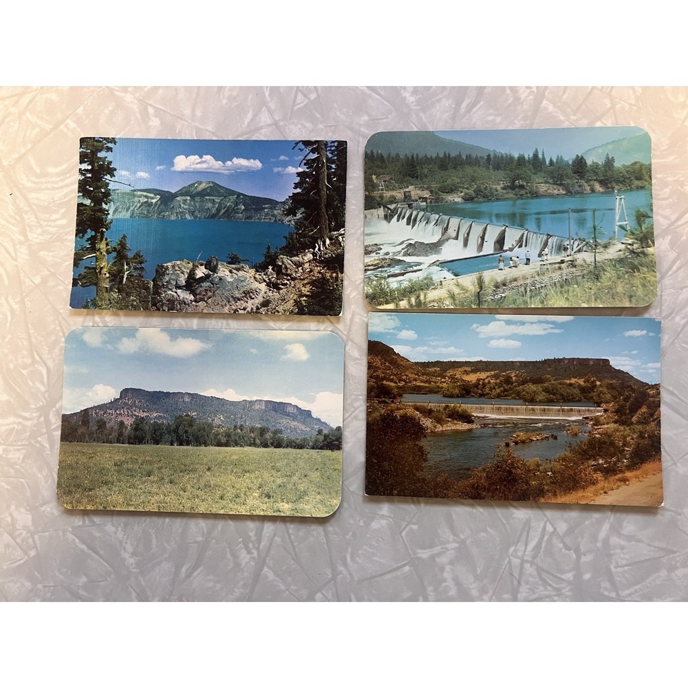 Lot Of 4 Vtg Oregon NW Nature Scenes Crater Lake Gold Ray Dam‎ Table Rock